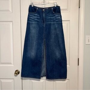 Y2K Denim Maxi Skirt with Front Slit LA Blues Size 16